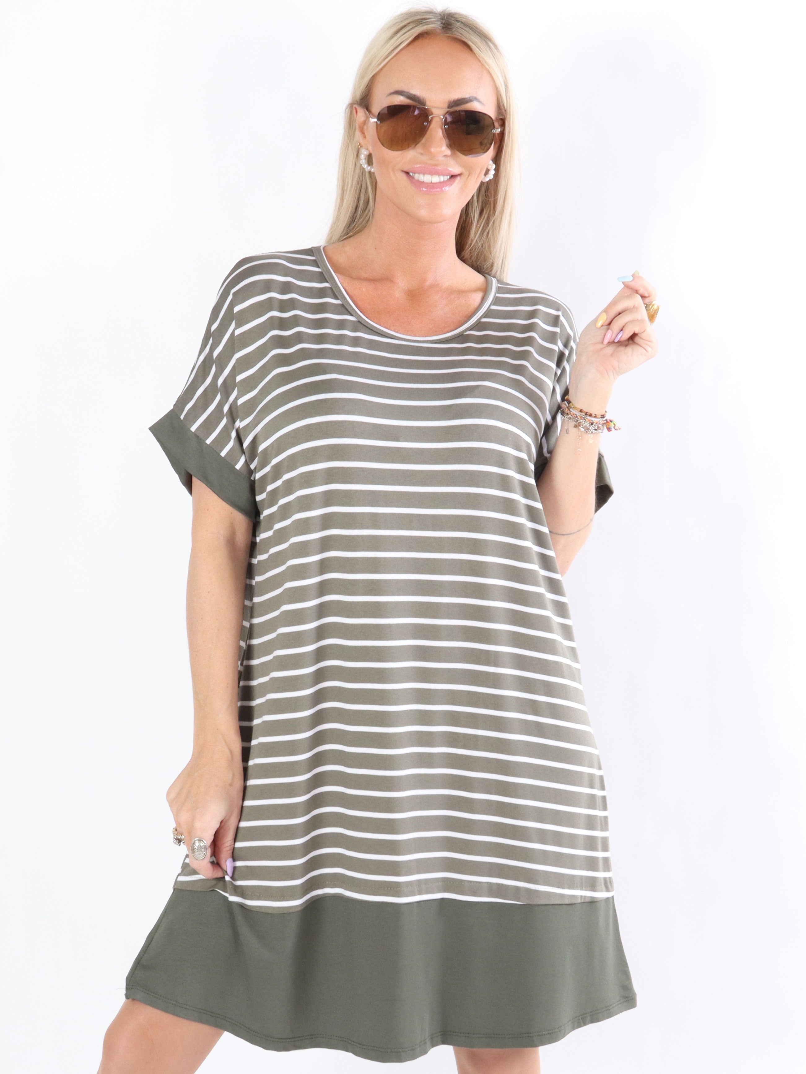 Dulce - Kjole i jerseystof med hvide striber